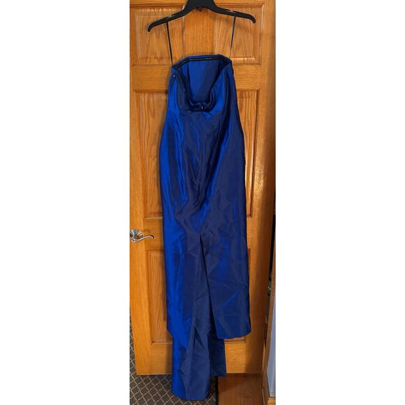 Alfred Sung Cobalt Blue Strapless Satin Gown - Size 2 - Picture 4 of 7